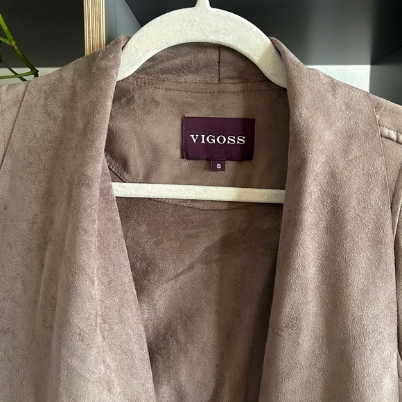 Vigoss Faux Suede Jacket with Drape Collar - Size Small - Picture 2 of 6
